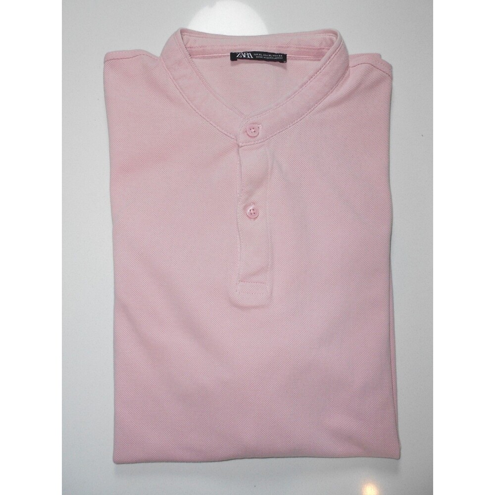 Zara Men's XL Polo Shirt 100% Cotton in Pink